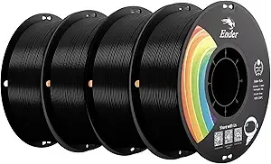Creality Creality PLA+ Filament 4KG, 3D Printer Filament 4 Pack 1kg Cardboard Spool, Strong Toughness, No-Tangling, Accuracy +/-, Multi-Color 3D Printing Filament for Most FDM Printers(4 Black)