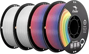 Creality Creality PLA+ Filament 4KG, 3D Printer Filament 4 Pack 1kg Cardboard Spool, Strong Toughness,Multi-Color 3D Printing Filament for Most FDM Printers(2 White 2 Rainbow)
