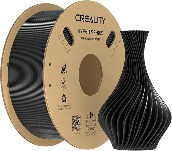 Creality Creality Hyper PLA Filament, High-Speed Printing 30–/s, Smooth Extrusion and Stable Printing, Low Stringing, Consistent Performance 3D Printer Filament,+/- Accuracy (Black)