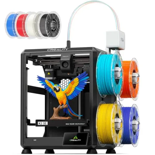Creality Creality K2 SE 4C 3D Printer, Multi-Color 3D Printer Bundle with Creality Hyper PLA Filament Bundle 4KG (Black,White,Red,Blue)