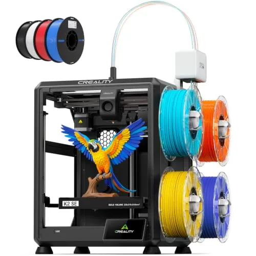 Creality Creality K2 SE 4C 3D Printer, Multi-Color 3D Printer Bundle with Creality 3D Printer Filament 4KG, Black White Blue Red