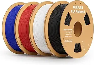 Deeplee3D DEEPLEE PLA 3D Printer Filament, Dimensional Accuracy +/-, Neatly Wound, No Clogging, Vacuum Package, Fits for Most FDM 3D Printers, 4kg Black+White+Red+Dark Blue