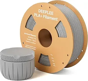 Deeplee3D DEEPLEE PLA+ 3D Printer Filament, PLA Plus with Dimensional Accuracy +/-, Higher Strength and Toughness, Neatly Wound, No Clogging, Fits for Most FDM 3D Printers, 1KG Grey