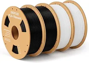 Deeplee3D DEEPLEE PLA+ 3D Printer Filament, PLA Plus with Dimensional Accuracy +/-, Higher Strength and Toughness, Neatly Wound, No Clogging, Fits for Most FDM 3D Printers, 2KG Black + 2KG White