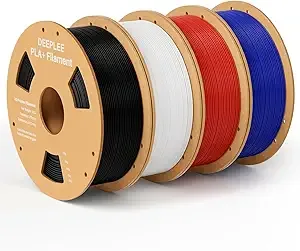Deeplee3D DEEPLEE PLA+ 3D Printer Filament, PLA Plus with Dimensional Accuracy +/-, Higher Strength and Toughness, Neatly Wound, Fits for Most FDM 3D Printers, 4KG Black+White+Red+Dark Blue