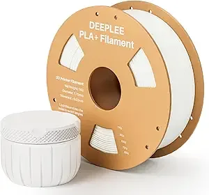 Deeplee3D DEEPLEE PLA+ 3D Printer Filament, PLA Plus with Dimensional Accuracy +/-, Higher Strength and Toughness, Neatly Wound, No Clogging, Fits for Most FDM 3D Printers, 1KG White