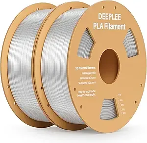 Deeplee3D DEEPLEE PLA 3D Printer Filament, Dimensional Accuracy +/-, Neatly Wound, No Clogging, Vacuum Package, Fits for Most FDM 3D Printers, 2 Pack 1kg Clear
