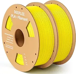 Deeplee3D DEEPLEE PLA+ 3D Printer Filament, PLA Plus with Dimensional Accuracy +/-, Higher Strength and Toughness, Neatly Wound, No Clogging, Fits for Most FDM 3D Printers, 2 Pack 1kg Yellow
