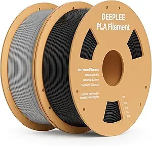 Deeplee3D DEEPLEE PLA 3D Printer Filament, Dimensional Accuracy +/-, Neatly Wound, No Clogging, Vacuum Package, Fits for Most FDM 3D Printers, 2 Pack 1kg Black & Gray