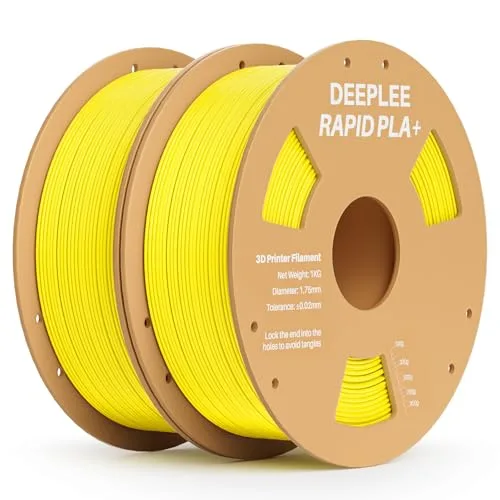 Deeplee3D DEEPLEE Rapid PLA Plus Filament, High Speed 3D Printer Filament Up to/s, PLA+ Filament Dimensional Accuracy +/- Fits Most FDM 3D Printer, Cardboard Spool 2 Pack 1kg Yellow