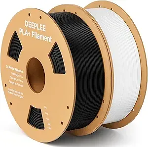 Deeplee3D DEEPLEE PLA+ 3D Printer Filament, PLA Plus with Dimensional Accuracy +/-, Higher Strength and Toughness, Neatly Wound, No Clogging, Fits for Most FDM 3D Printers, 2 Pack Black & White