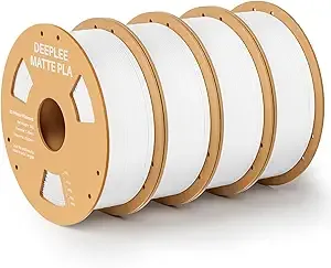 Deeplee3D DEEPLEE Matte PLA Filament, 3D Printer Filament Dimensional Accuracy +/-, No Clogging, Higher Toughness, Cardboard Spool 3D Filament, 4 Pack White