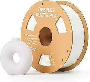 Deeplee3D DEEPLEE Matte PLA Filament, 3D Printer Filament Dimensional Accuracy +/-, No Clogging, Higher Toughness, Cardboard Spool 3D Filament, 1kg White
