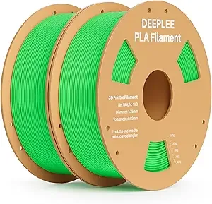 Deeplee3D DEEPLEE PLA 3D Printer Filament, Dimensional Accuracy +/-, Neatly Wound, No Clogging, Vacuum Package, Fits for Most FDM 3D Printers, 2 Pack 1kg Neon Green