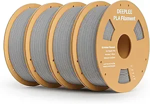 Deeplee3D DEEPLEE PLA 3D Printer Filament, Dimensional Accuracy +/-, Neatly Wound, No Clogging, Vacuum Package, Fits for Most FDM 3D Printers, 4 Pack Gray