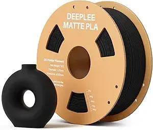Deeplee3D DEEPLEE Matte PLA Filament, 3D Printer Filament Dimensional Accuracy +/-, No Clogging, Higher Toughness, Cardboard Spool 3D Filament, 1kg Black