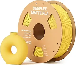 Deeplee3D DEEPLEE Matte PLA Filament, 3D Printer Filament Dimensional Accuracy +/-, No Clogging, Higher Toughness, Cardboard Spool 3D Filament, 1kg Sunshine Yellow
