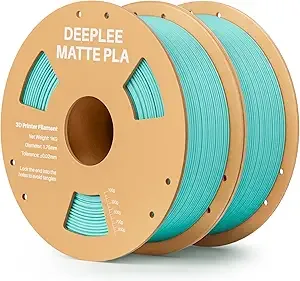 Deeplee3D DEEPLEE Matte PLA Filament, 3D Printer Filament Dimensional Accuracy +/-, No Clogging, Higher Toughness, Cardboard Spool 3D Filament, 2 Pack Teal Green
