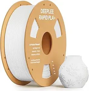 Deeplee3D DEEPLEE Rapid PLA Plus Filament, High Speed 3D Printer Filament Up to/s, PLA+ Filament Dimensional Accuracy +/- Fits Most FDM 3D Printer, Cardboard Spool White 1kg