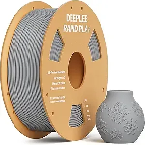 Deeplee3D DEEPLEE Rapid PLA Plus Filament, High Speed 3D Printer Filament Up to/s, PLA+ Filament Dimensional Accuracy +/- Fits Most FDM 3D Printer, Cardboard Spool Gray 1kg