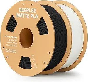Deeplee3D DEEPLEE Matte PLA Filament, 3D Printer Filament Dimensional Accuracy +/-, No Clogging, Higher Toughness, Cardboard Spool 3D Filament, 2 Pack Black & White