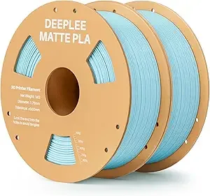Deeplee3D DEEPLEE Matte PLA Filament, 3D Printer Filament Dimensional Accuracy +/-, No Clogging, Higher Toughness, Cardboard Spool 3D Filament, 2 Pack Ice Blue