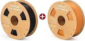 Deeplee3D DEEPLEE PLA+ 3D Printer Filament, 1KG Black & 1KG Orange