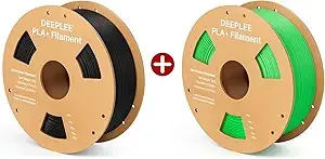 Deeplee3D DEEPLEE PLA+ 3D Printer Filament, 1KG Black & 1KG Neon Green