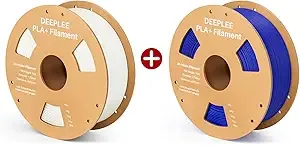 Deeplee3D DEEPLEE PLA+ 3D Printer Filament, 1KG White & 1KG Dark Blue