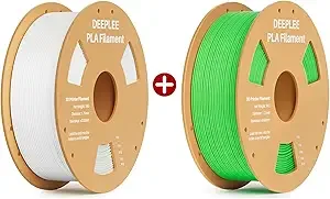 Deeplee3D DEEPLEE PLA 3D Printer Filament, 1kg White & 1kg Neon Green