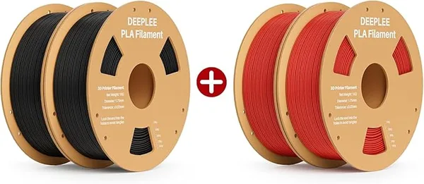Deeplee3D DEEPLEE PLA 3D Printer Filament, 2KG Black and 2KG Red