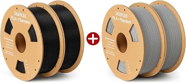 Deeplee3D DEEPLEE PLA+ 3D Printer Filament, 2KG Black and 2KG Grey