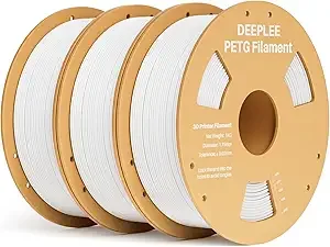 Deeplee3D DEEPLEE PETG 3D Printer Filament 3KG, Dimensional Accuracy +/-, High Toughness & Impact Resistance PETG Filament Fits FDM 3D Printers, White