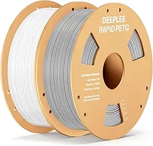Deeplee3D DEEPLEE Rapid PETG Filament, High Speed PETG 3D Printer Filament Up to/s, Dimensional Accuracy +/-, Fits for Most FDM 3D Printers, 2 Pack 1kg White & Gray