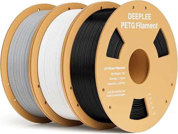 Deeplee3D DEEPLEE PETG 3D Printer Filament 3KG, Dimensional Accuracy +/-, High Toughness & Impact Resistance PETG Filament Fits FDM 3D Printers, Black+White+Gray