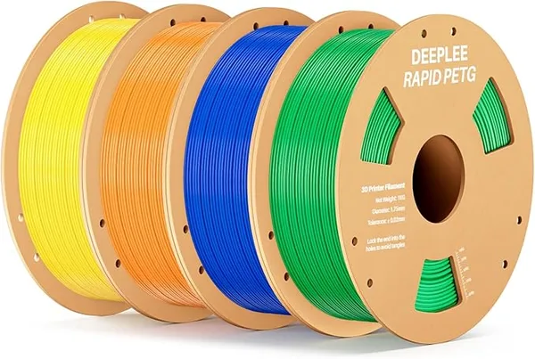Deeplee3D DEEPLEE Rapid PETG Filament, High Speed PETG 3D Printer Filament Up to/s, Dimensional Accuracy +/-, Fits for Most FDM 3D Printers, 4 Pack 1kg Yellow & Orange & Blue & Green