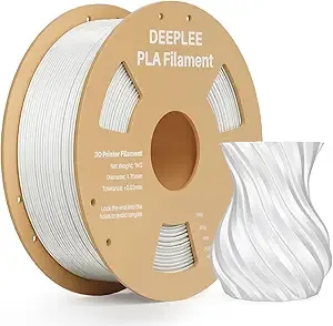 Deeplee3D DEEPLEE Silk PLA 3D Printer Filament 1kg, Silk White PLA, Dimensional Accuracy +/-, Smooth & Shiny Texture, Multi Color 3D Printing Filament