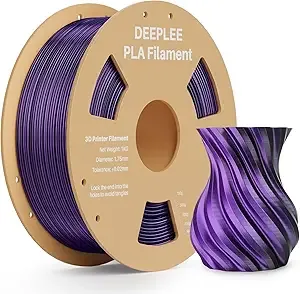 Deeplee3D DEEPLEE Silk PLA 3D Printer Filament 1kg, Silk Dual Color Black Purple PLA, Dimensional Accuracy +/-, Smooth & Shiny Texture, Multi Color 3D Printing Filament