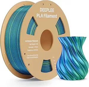 Deeplee3D DEEPLEE Silk PLA 3D Printer Filament 1kg, Silk Dual Color Blue Green PLA, Dimensional Accuracy +/-, Smooth & Shiny Texture, Multi Color 3D Printing Filament