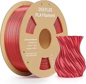 Deeplee3D DEEPLEE Silk PLA 3D Printer Filament 1kg, Silk Red PLA, Dimensional Accuracy +/-, Smooth & Shiny Texture, Multi Color 3D Printing Filament