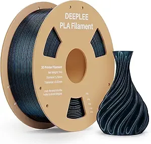Deeplee3D DEEPLEE Galaxy PLA 3D Printer Filament 1kg, Sparkle Black Glitter PLA, Dimensional Accuracy +/-, Colorful Twinkling Shiny 3D Printing Filament