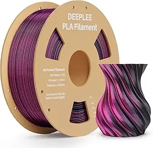 Deeplee3D DEEPLEE Silk PLA 3D Printer Filament 1kg, Silk Dual Color Black Red PLA, Dimensional Accuracy +/-, Smooth & Shiny Texture, Multi Color 3D Printing Filament