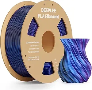 Deeplee3D DEEPLEE Silk PLA 3D Printer Filament 1kg, Silk Tri Color Blue Purple Black PLA, Dimensional Accuracy +/-, Smooth & Shiny Texture, Multi Color 3D Printing Filament