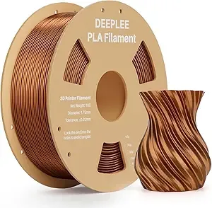 Deeplee3D DEEPLEE Silk PLA 3D Printer Filament 1kg, Silk Copper PLA, Dimensional Accuracy +/-, Smooth & Shiny Texture, Multi Color 3D Printing Filament