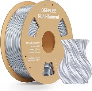 Deeplee3D DEEPLEE Silk PLA 3D Printer Filament 1kg, Silk Silver Gray PLA, Dimensional Accuracy +/-, Smooth & Shiny Texture, Multi Color 3D Printing Filament