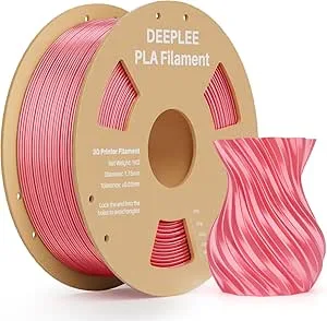 Deeplee3D DEEPLEE Silk PLA 3D Printer Filament 1kg, Silk Coral Pink PLA, Dimensional Accuracy +/-, Smooth & Shiny Texture, Multi Color 3D Printing Filament