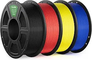 Deeplee3D DEEPLEE PLA PRO Filament, Stronger Toughness 3D Printer Filament, PLA Filament Dimensional Accuracy +/-, Neatly Wound, Fits Most FDM 3D Printer, 4 Pack Black & Red & Yellow & Blue