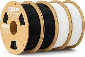 Deeplee3D DEEPLEE PLA Basic 3D Printer Filament, 3D Printing Filament with Dimensional Accuracy +/-, Neatly Wound, No Clogging, Fits for Most FDM 3D Printers 2KG Black and 2KG White