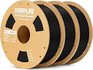 Deeplee3D DEEPLEE PLA Basic 3D Printer Filament, 3D Printing Filament with Dimensional Accuracy +/-, Neatly Wound, No Clogging, Best for Beginners, Fits for Most FDM 3D Printers 3KG Black