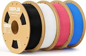 Deeplee3D DEEPLEE PLA Basic 3D Printer Filament, 3D Printing Filament with Dimensional Accuracy +/-, Neatly Wound, Fits for Most FDM 3D Printers 4KG Black, White, Hot Pink and Sky Blue